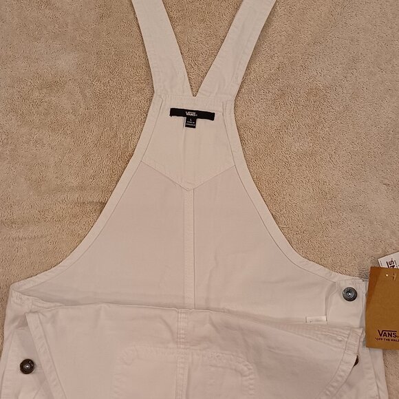 Vans Girls Medium Ground Work Shortall Marshmallow White Overalls VN000G8WFS8 - Picture 8 of 12